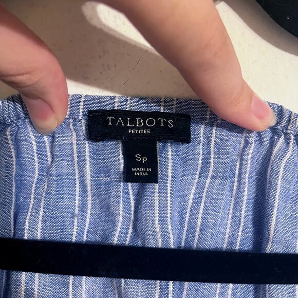 Talbots Striped Button-Down Scoop Neck Blouse - Picture 3 of 4